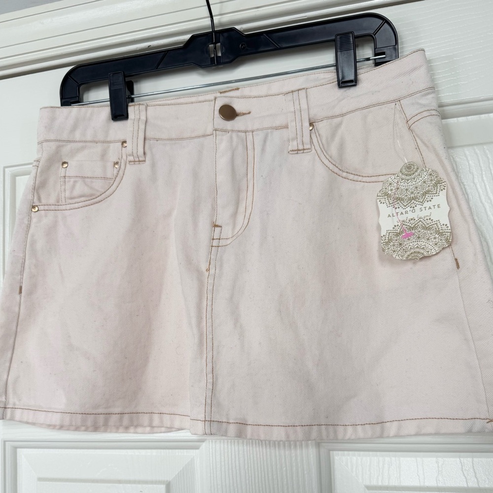 Altar'd State Denim Mini Skirt size large NEW spring skirts